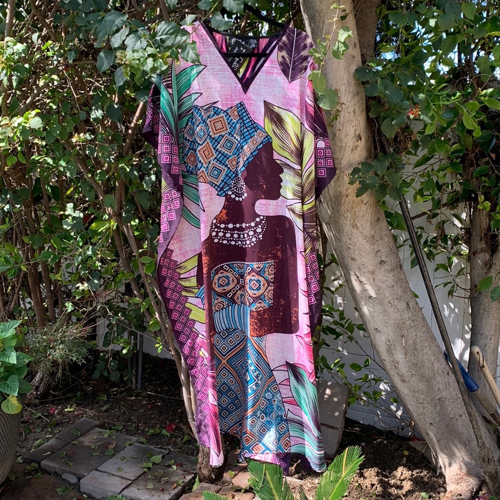 Goddess pink/purple/burgundy/ turquoise Kaftan Cover-up Dress